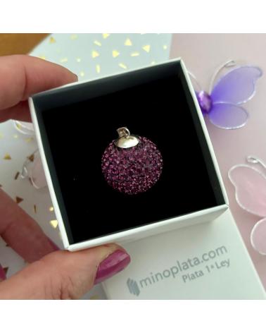 MINOPLATA LLAMADOR DE ÁNGELES EN PLATA Y CRISTAL BERENJENA 20 MM