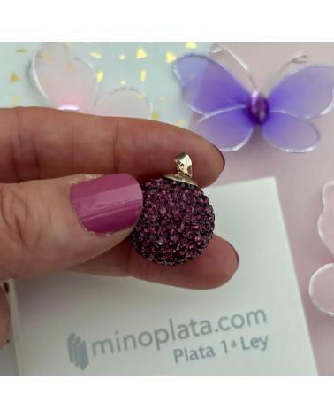 MINOPLATA LLAMADOR DE ÁNGELES EN PLATA Y CRISTAL BERENJENA 20 MM