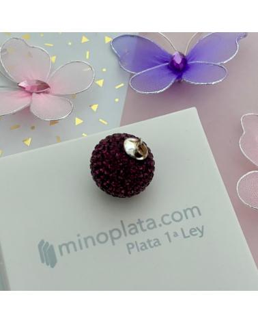 MINOPLATA LLAMADOR DE ÁNGELES EN PLATA Y CRISTAL BERENJENA 20 MM