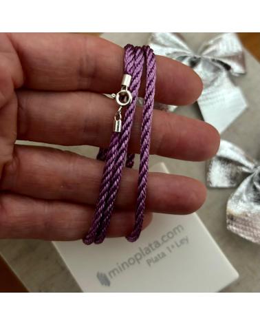 MINOPLATA CORDÓN DE SEDA VIOLETA CON CIERRE DE PLATA 45CM