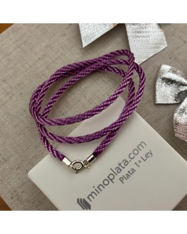 MINOPLATA CORDÓN DE SEDA VIOLETA CON CIERRE DE PLATA 45CM
