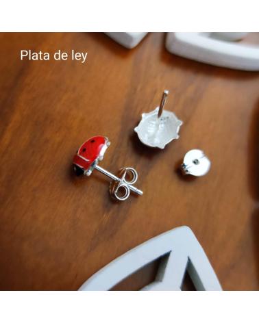 MINOPLATA PENDIENTES INFANTILES DE PLATA DE LEY CON MARIQUITAS