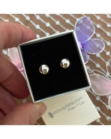 MINOPLATA PENDIENTES MEDIA BOLA 8 MM EN PLATA DE LEY