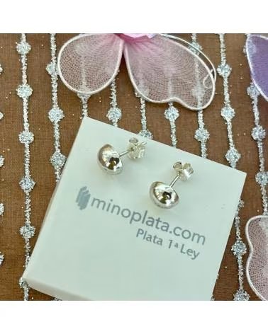 MINOPLATA PENDIENTES MEDIA BOLA 8 MM EN PLATA DE LEY