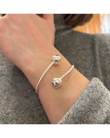 MINOPLATA PULSERA DE PLATA DE LEY CON BOLAS Y CUERPO RELIADO