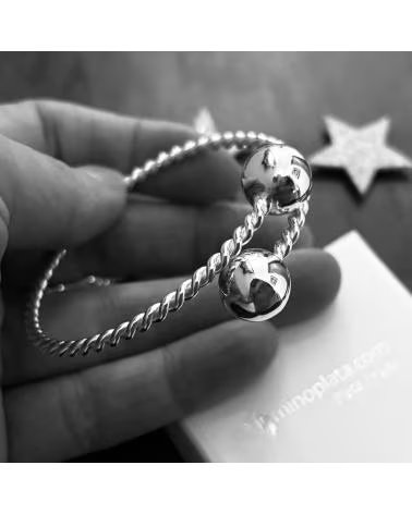 MINOPLATA PULSERA DE PLATA DE LEY CON BOLAS Y CUERPO RELIADO