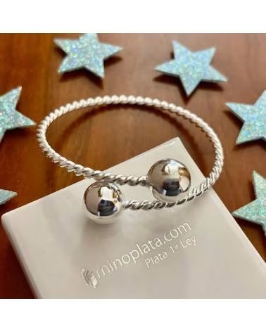 MINOPLATA PULSERA DE PLATA DE LEY CON BOLAS Y CUERPO RELIADO
