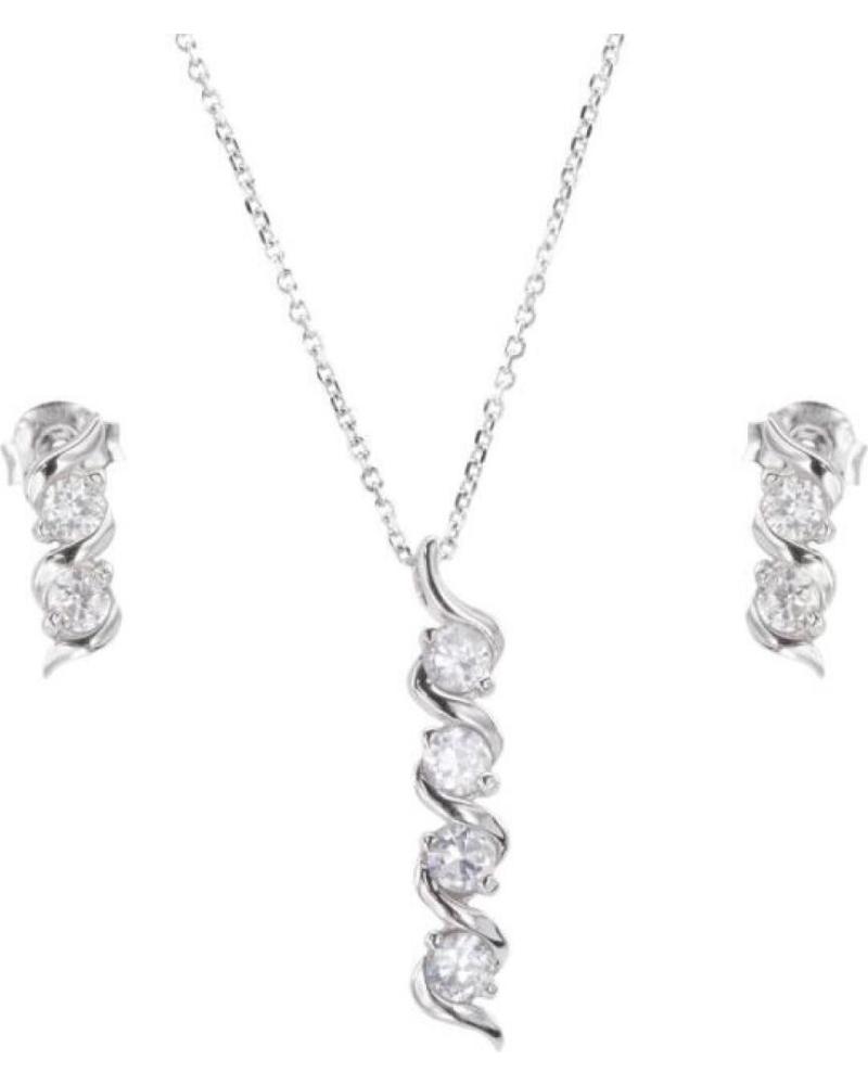 MINOPLATA CONJUNTO DE GARGANTILLA Y PENDIENTES EN PLATA DE LEY CON CIRCONITAS