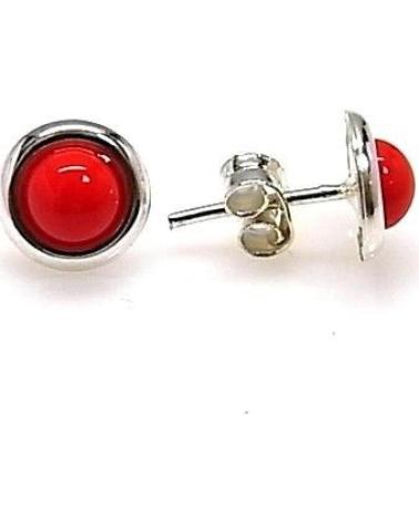 MINOPLATA PENDIENTES DE PLATA DE LEY CON CORAL DE 5 MM