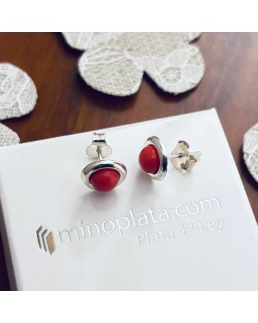 MINOPLATA PENDIENTES DE PLATA DE LEY CON CORAL DE 5 MM