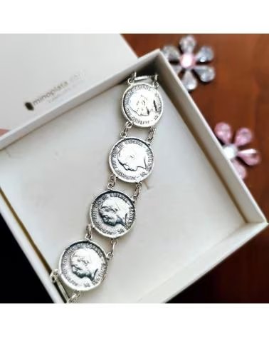 MINOPLATA PULSERA DE MONEDAS EN PLATA DE LEY