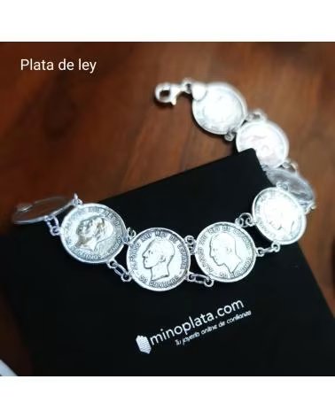 MINOPLATA PULSERA DE MONEDAS EN PLATA DE LEY