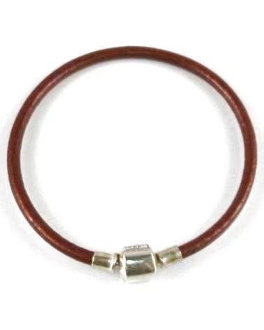 MINOPLATA PULSERA DE CUERO ROJO 3 MM CON CIERRE DE PLATA DE LEY