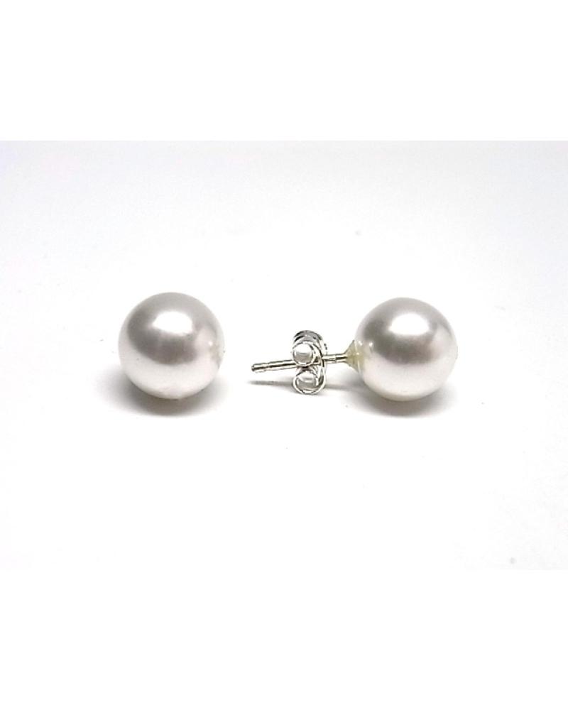 MINOPLATA PENDIENTES DE PERLA 10 MM EN PLATA DE LEY