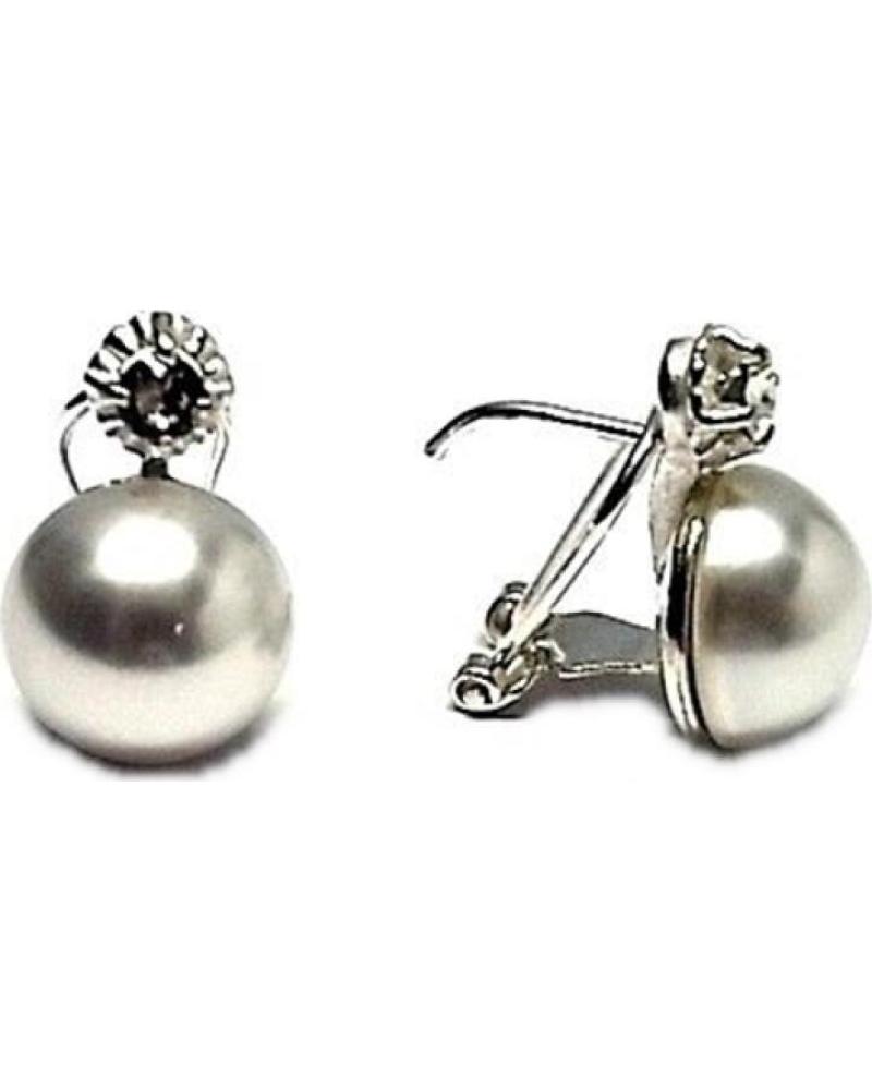 MINOPLATA PENDIENTES DE PLATA JAPONESA CON PERLA BLANCA 12 MM Y CIERRE OMEGA