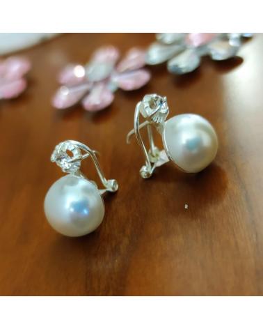 MINOPLATA PENDIENTES DE PLATA JAPONESA CON PERLA BLANCA 12 MM Y CIERRE OMEGA