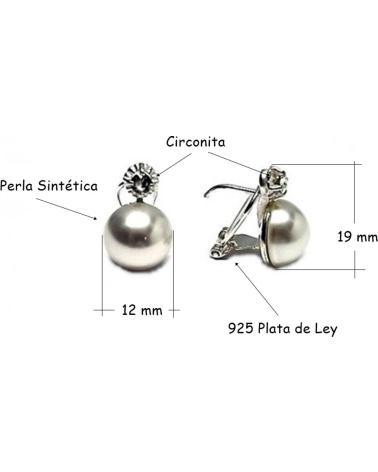 MINOPLATA PENDIENTES DE PLATA JAPONESA CON PERLA BLANCA 12 MM Y CIERRE OMEGA