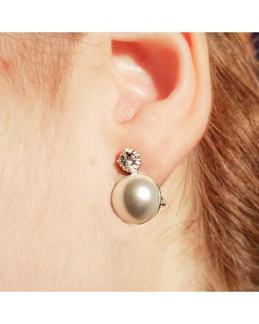 MINOPLATA PENDIENTES DE PLATA JAPONESA CON PERLA BLANCA 12 MM Y CIERRE OMEGA