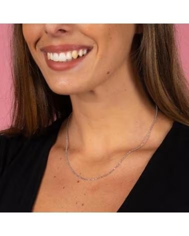 MINOPLATA CADENA EN PLATA RODIADA CON BOLAS DIAMANTADAS 45 CM