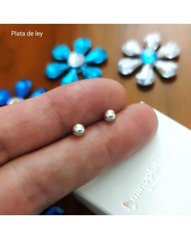 MINOPLATA PENDIENTES DE BOLA 4 MM EN PLATA DE LEY