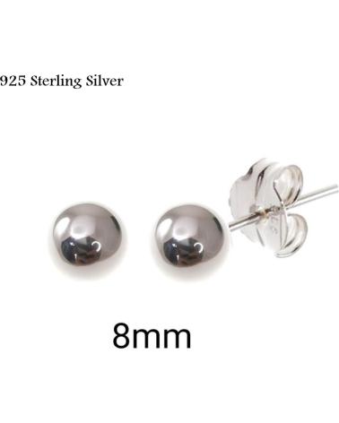 MINOPLATA PENDIENTES BOLAS LISAS DE PLATA DE LEY 8 MM