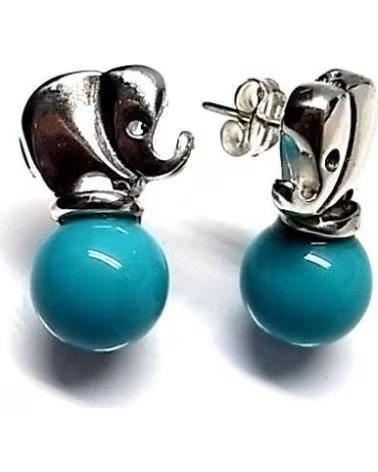 MINOPLATA PENDIENTES ELEFANTES DE PLATA DE LEY Y BOLA TURQUESA 10 MM