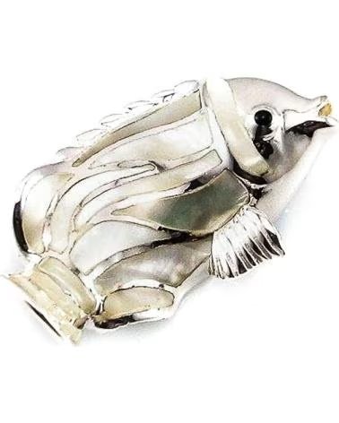 MINOPLATA SPILLA CIONDOLO PESCE IN ARGENTO STERLING E MADREPERLA