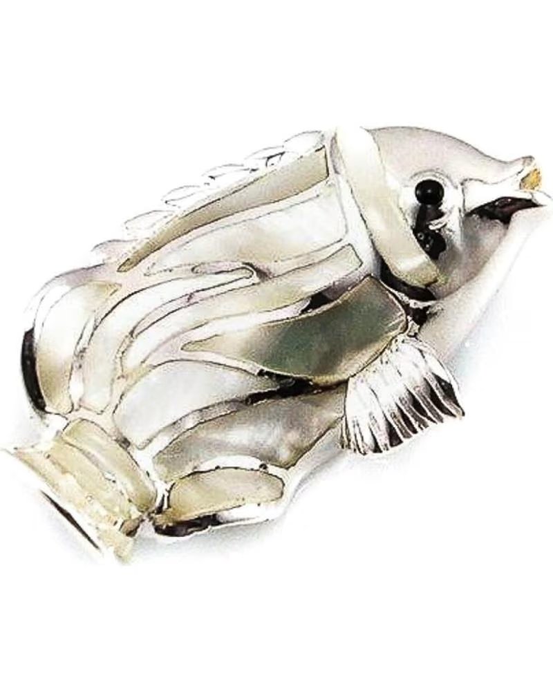 MINOPLATA SPILLA CIONDOLO PESCE IN ARGENTO STERLING E MADREPERLA
