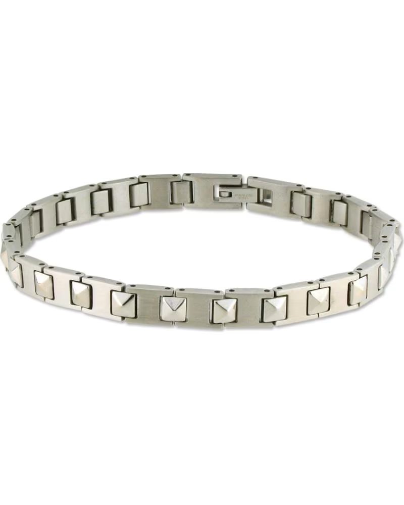 MINOPLATA PULSERA DE ACERO CON ESLABONES COMBINADOS MATE Y BRILLO