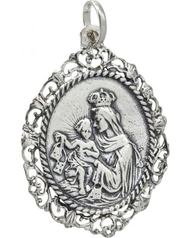 MINOPLATA MEDALLA VIRGEN DEL CARMEN EN PLATA DE LEY ENVEJECIDA