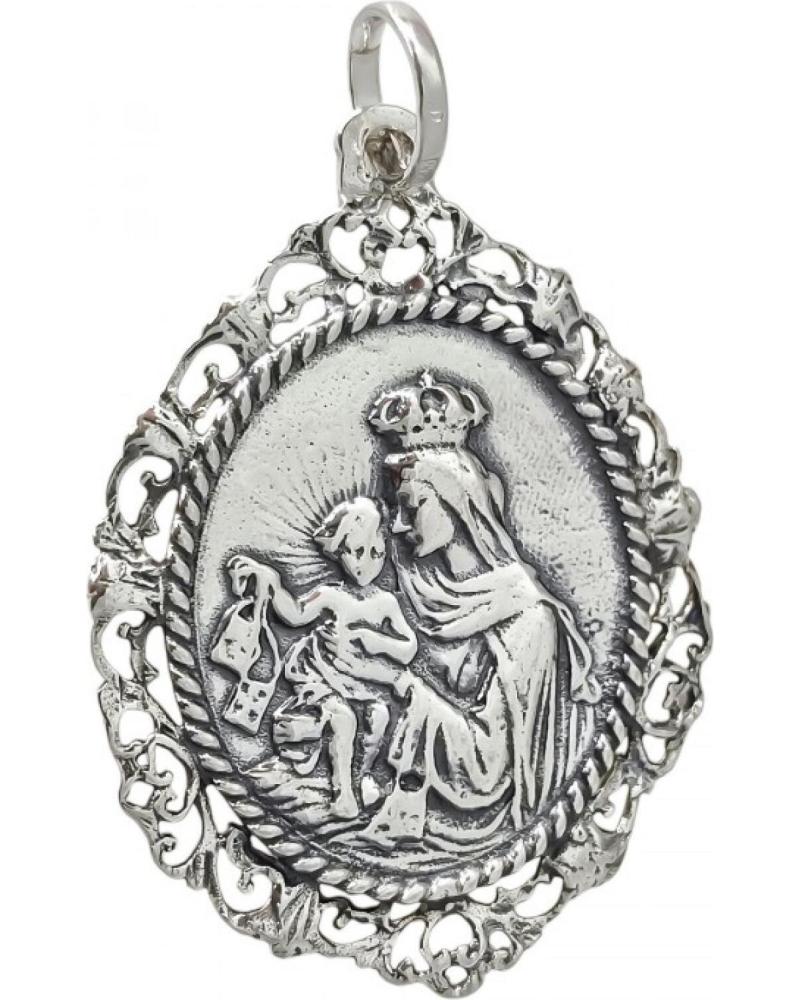 MINOPLATA MEDALLA VIRGEN DEL CARMEN EN PLATA DE LEY ENVEJECIDA