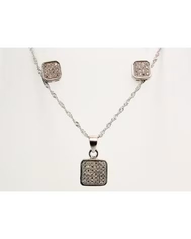 MINOPLATA CONJUNTO CUADRADOS DE PLATA RODIADA CON CIRCONITAS