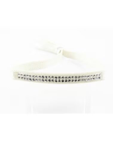 MINOPLATA PULSEIRA ELÁSTICA BEGE COM CRISTAIS SWAROVSKI