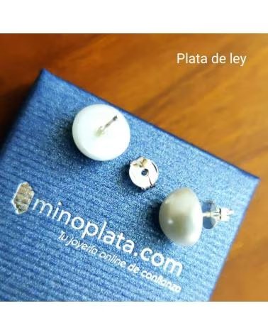 MINOPLATA PENDIENTES DE PLATA DE LEY CON MEDIA PERLA 10 MM