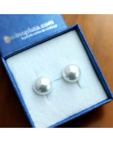 MINOPLATA PENDIENTES DE PLATA DE LEY CON MEDIA PERLA 10 MM