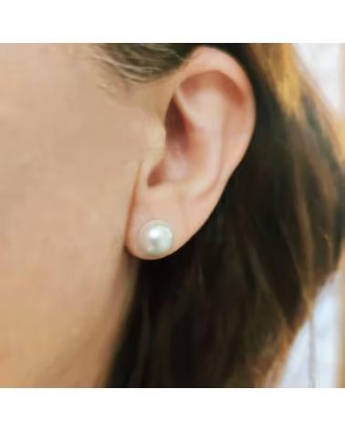 MINOPLATA PENDIENTES DE PLATA DE LEY CON MEDIA PERLA 10 MM