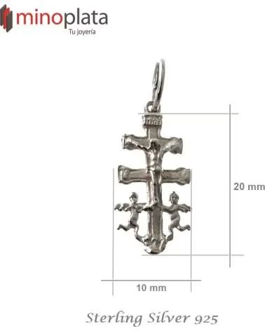 MINOPLATA COLGANTE CRUZ DE CARAVACA EN PLATA DE LEY 20 MM X 10
