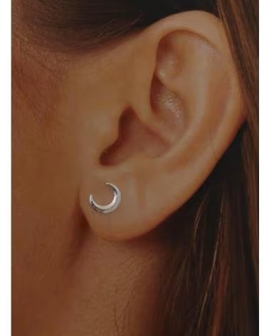 MINOPLATA PENDIENTES LUNA DE PLATA DE LEY