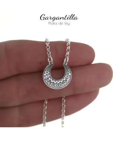 MINOPLATA GARGANTILLA LUNA OXIDADA EN PLATA DE LEY