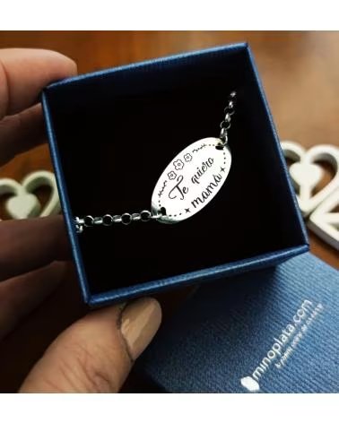 MINOPLATA PULSERA DE PLATA CON MENSAJE TE QUIERO MAMÁ