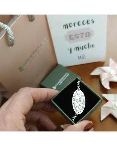 MINOPLATA PULSERA DE PLATA CON MENSAJE PARA PROFESORAS GRACIAS SEÑO