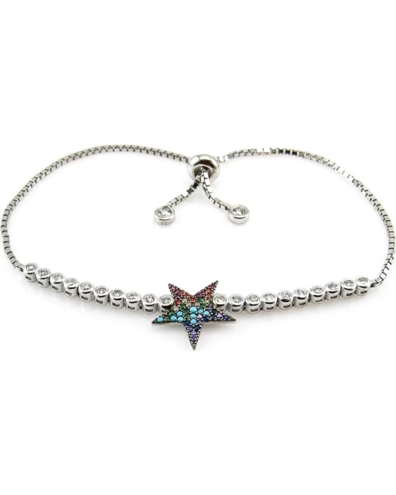 MINOPLATA PULSERA ESTRELLA DE PLATA RODIADA CON CIRCONITAS