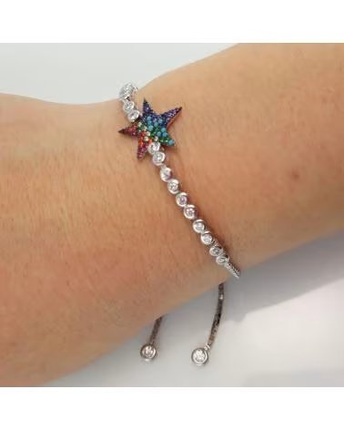 MINOPLATA PULSERA ESTRELLA DE PLATA RODIADA CON CIRCONITAS