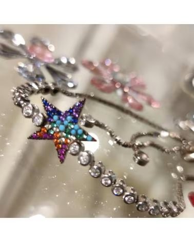 MINOPLATA PULSERA ESTRELLA DE PLATA RODIADA CON CIRCONITAS