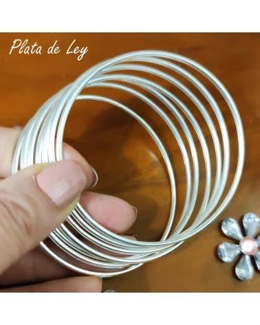 MINOPLATA PULSERA SEMANARIO MACIZA DE PLATA LISA REDONDA 2MM