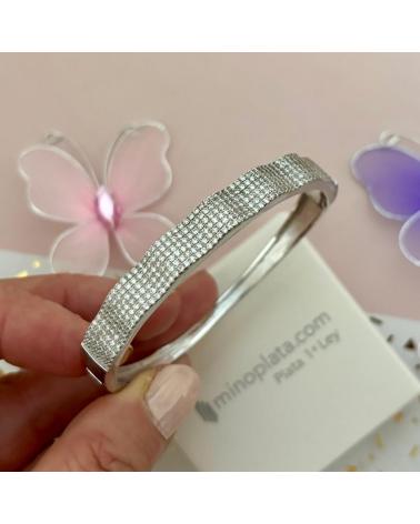 MINOPLATA PULSERA BRAZALETE DE FIESTA EN PLATA RODIADA CON CIRCONITAS