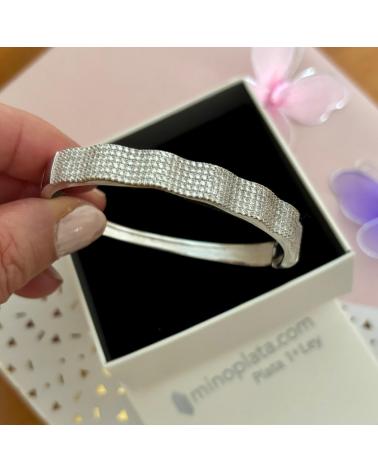 MINOPLATA PULSERA BRAZALETE DE FIESTA EN PLATA RODIADA CON CIRCONITAS