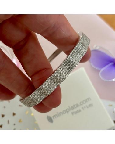 MINOPLATA PULSERA BRAZALETE DE FIESTA EN PLATA RODIADA CON CIRCONITAS
