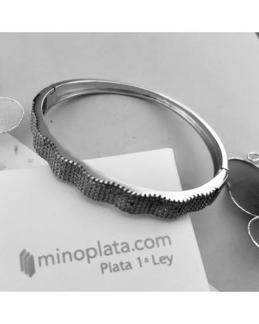 MINOPLATA PULSERA BRAZALETE DE FIESTA EN PLATA RODIADA CON CIRCONITAS