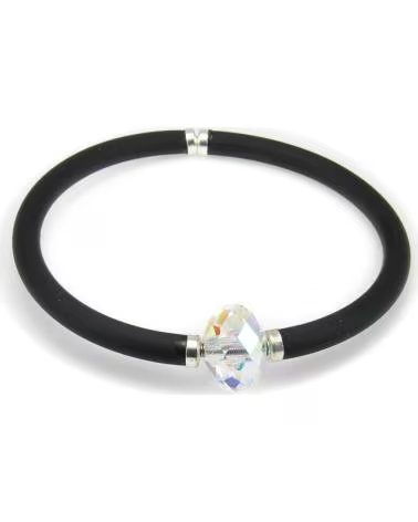 MINOPLATA PULSERA ELÁSTICA DE CAUCHO NEGRO CON DETALLE DE CRISTAL
